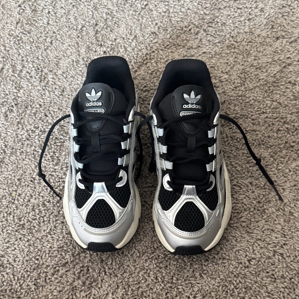 Adidas Black and Silver Athletic Shoes